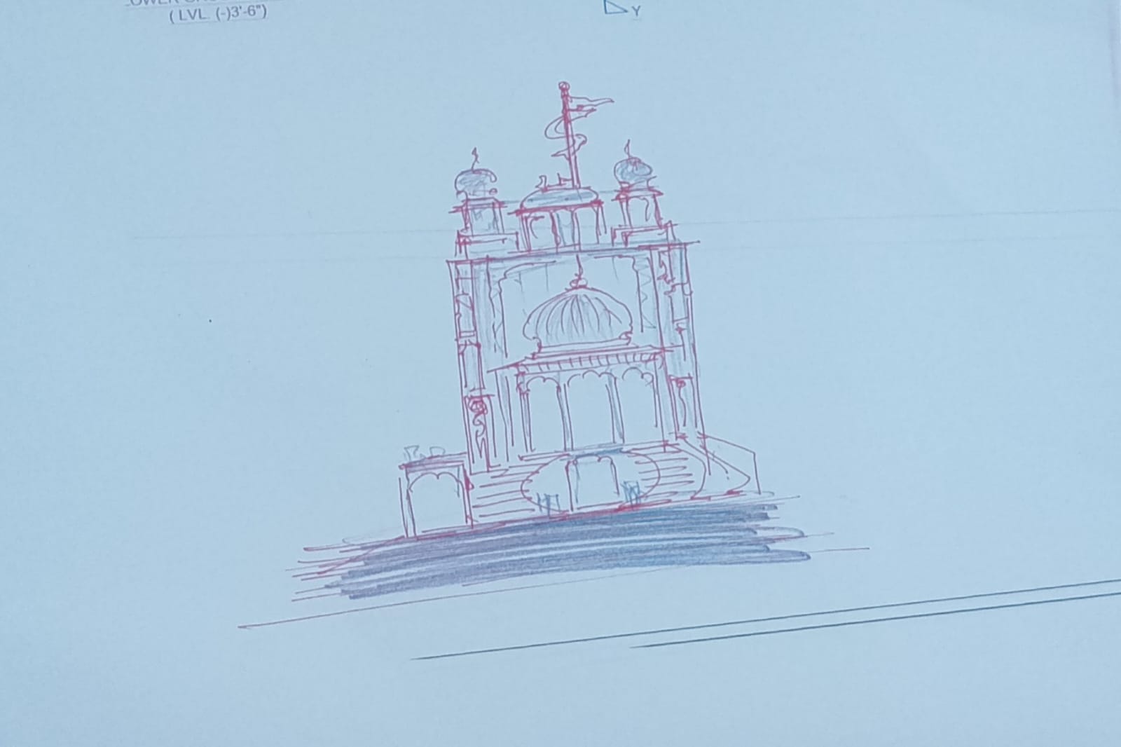 Kayasth Bhawan concept elevation sketch